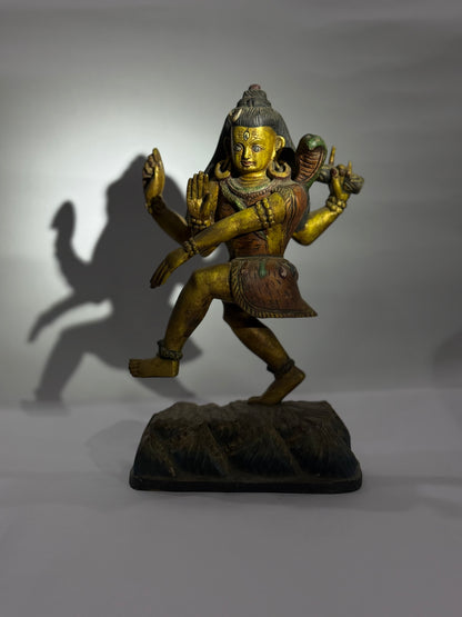 Antique Wooden Shiva Sculpture