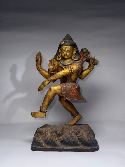 Antique Wooden Shiva Sculpture