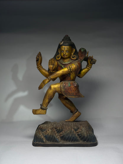 Antique Wooden Shiva Sculpture