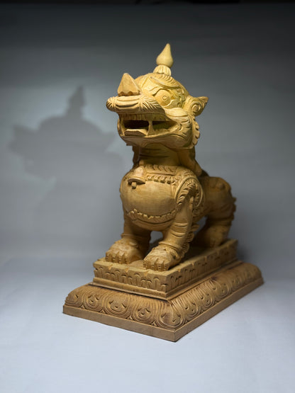 "Simha"- Natural Wooden Lion Statue, 2 set