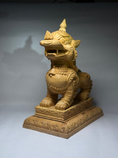 "Simha"- Natural Wooden Lion Statue, 2 set