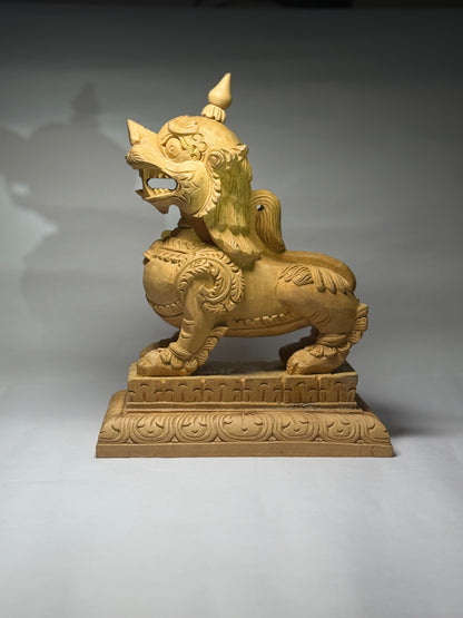 "Simha"- Natural Wooden Lion Statue, 2 set
